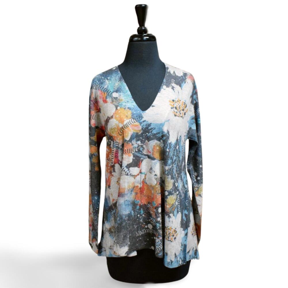NEW INOAH women's rosewater placket top in multi